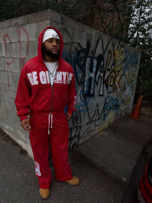 BGWMM RED STUDDED SWEATSUIT