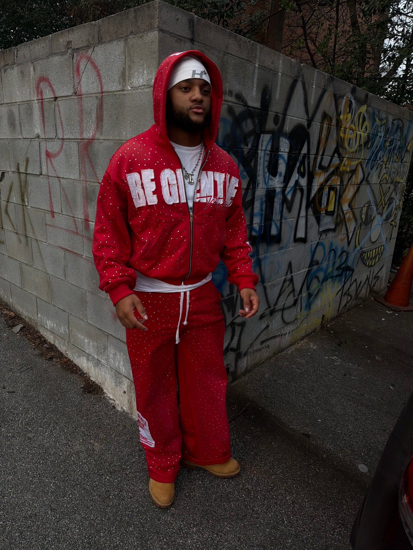 BGWMM RED STUDDED SWEATSUIT
