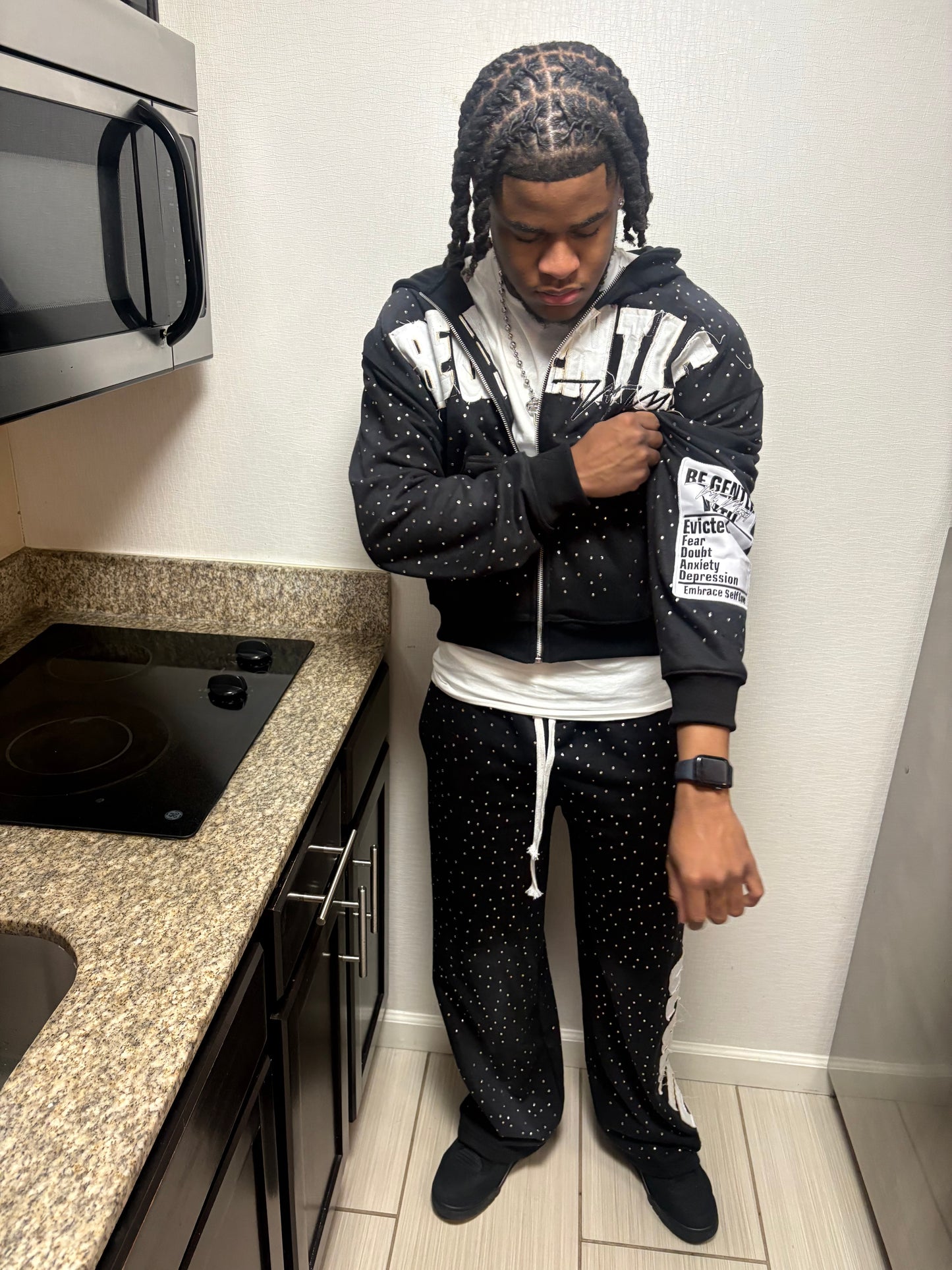 BGWMM BLACK STUDDED SWEATSUIT