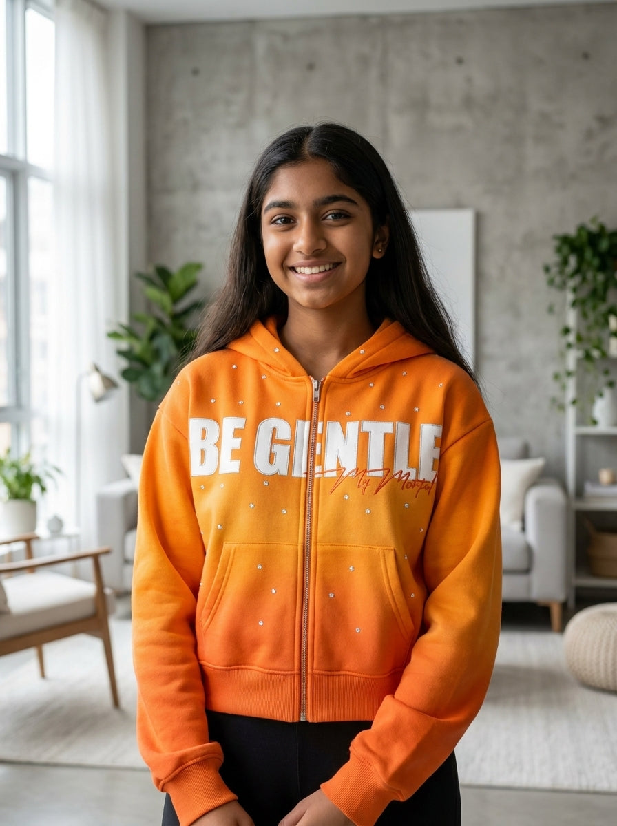 BE GENTLE RHINESTONE ZIP JACKET