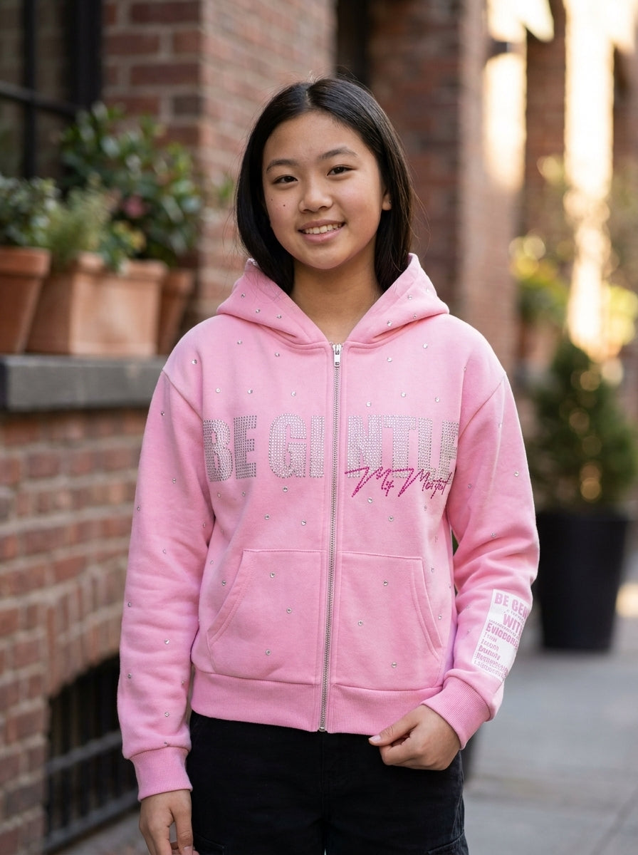 BE GENTLE RHINESTONE ZIP JACKET