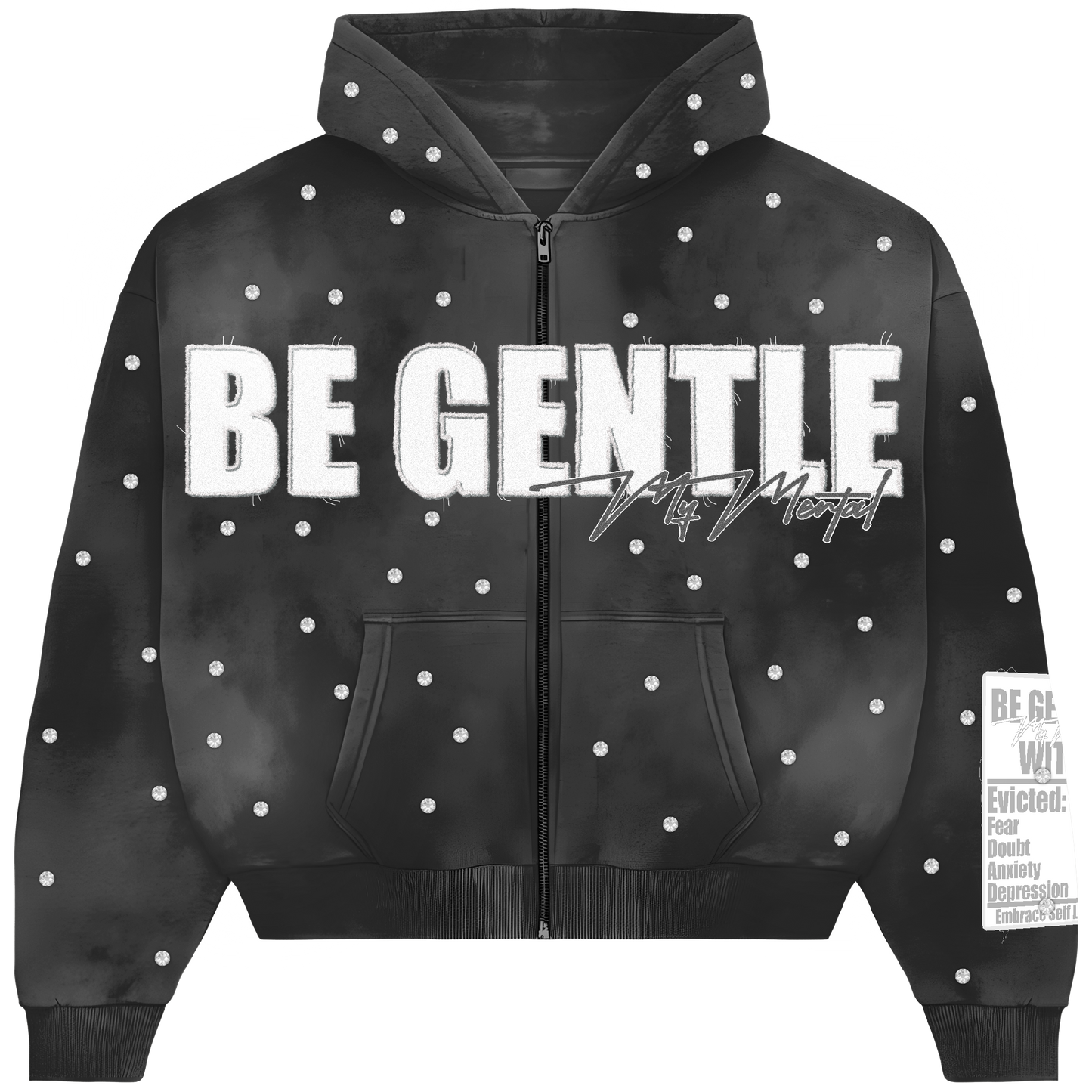 BE GENTLE RHINESTONE ZIP JACKET